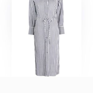 Vince Navy and White Striped Long Sleeve Dress